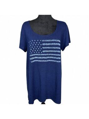 Forever Jade Navy American Flag Tee T-Shirt Top Size XL Short Sleeve Made USA